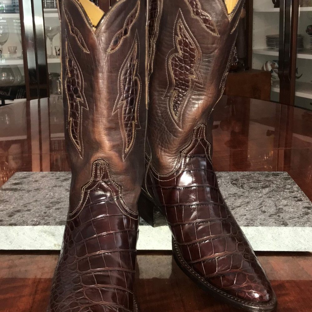 Lucchese American Alligator Belly Bias Cut Boots